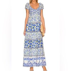 Alice + Olivia Rosalyn Maxi Dress in Perfect Pansy Multi Blue Floral